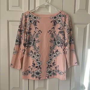 Talbots Pink Graphic 3/4 Sleeve Blouse